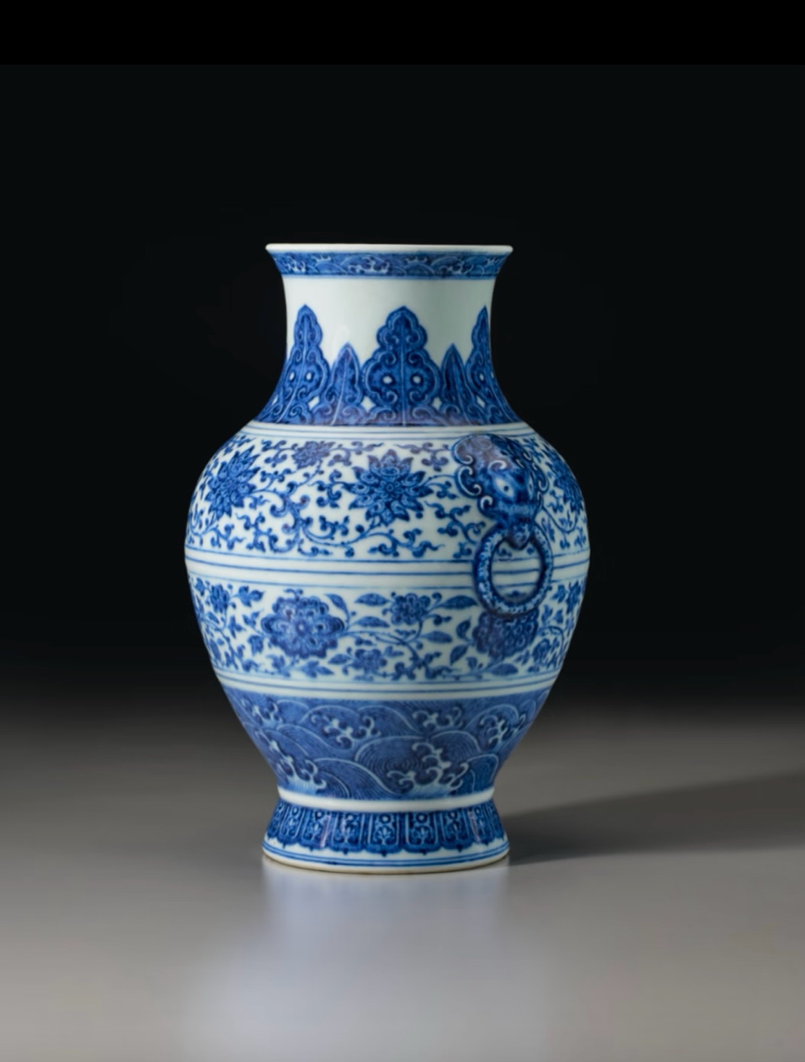 青花缶式瓶 側面